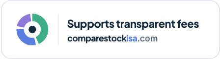 Supports transparent fees: CompareStockISA.com badge, light version